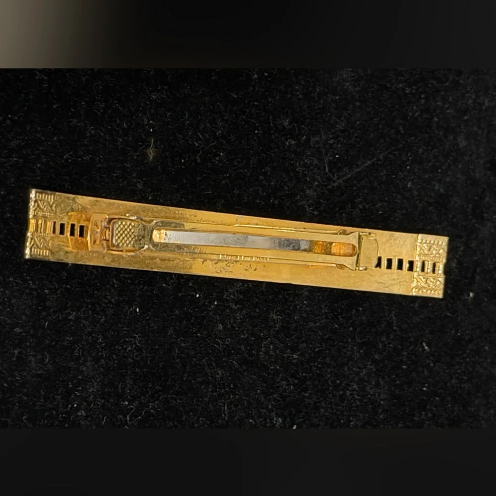 Vintage French Gold Tone Barrette | Made in France| Ornate Etched Design
